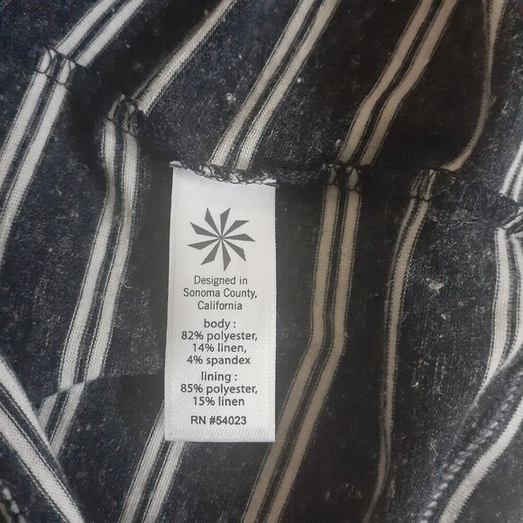 Athleta Women's Size XS Navy White Stripe Vida Sleeveless Linen Blend Dress - Picture 4 of 10